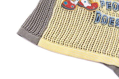 13DE MARZO Rebel Clown Bear Hollow Sweater Yellow