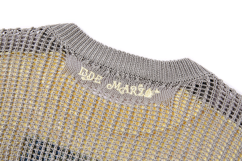 13DE MARZO Rebel Clown Bear Hollow Sweater Yellow