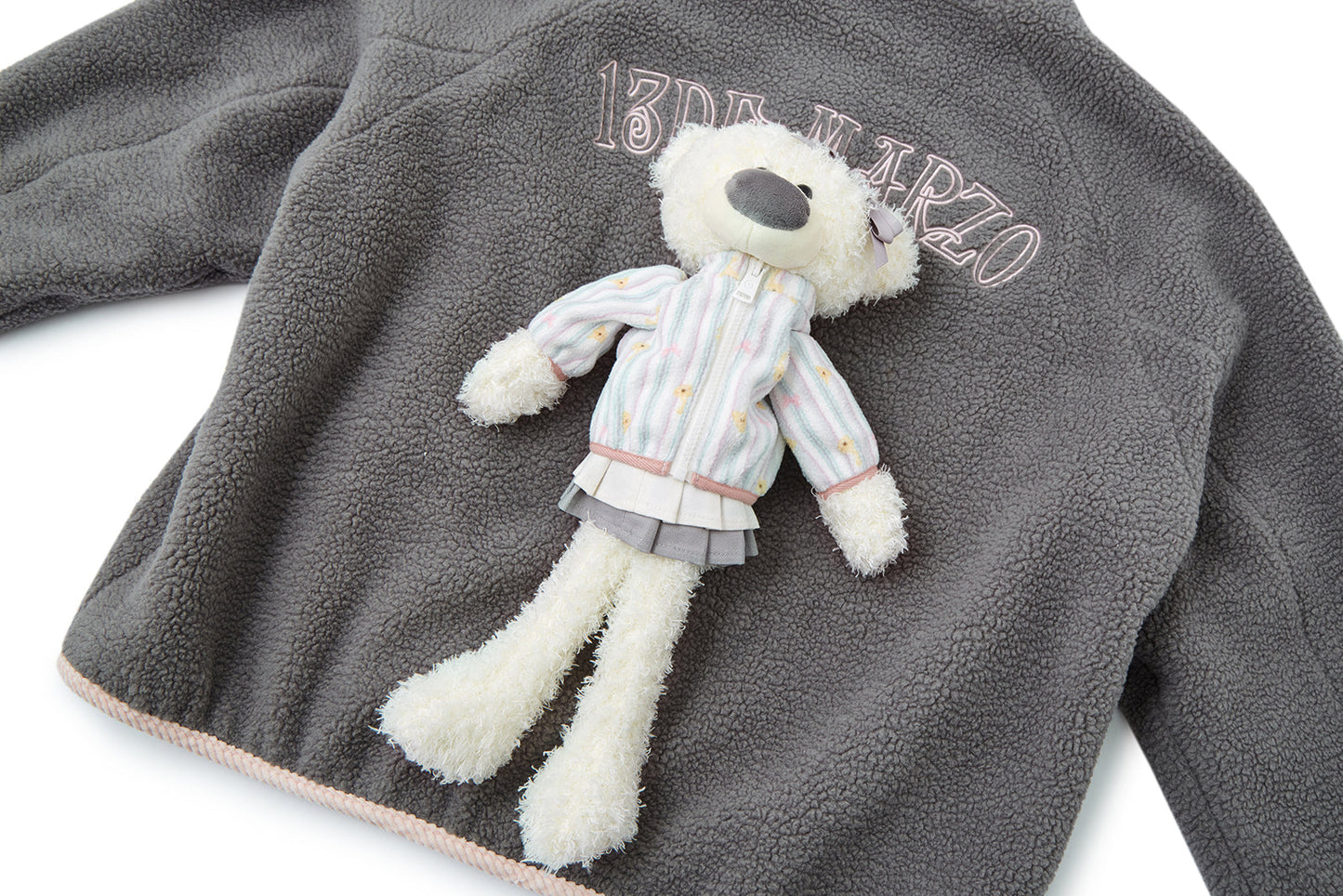13DE MARZO Marzo Valley Fleece Print Jacket Grey