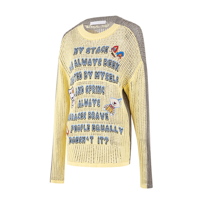 13DE MARZO Rebel Clown Bear Hollow Sweater Yellow