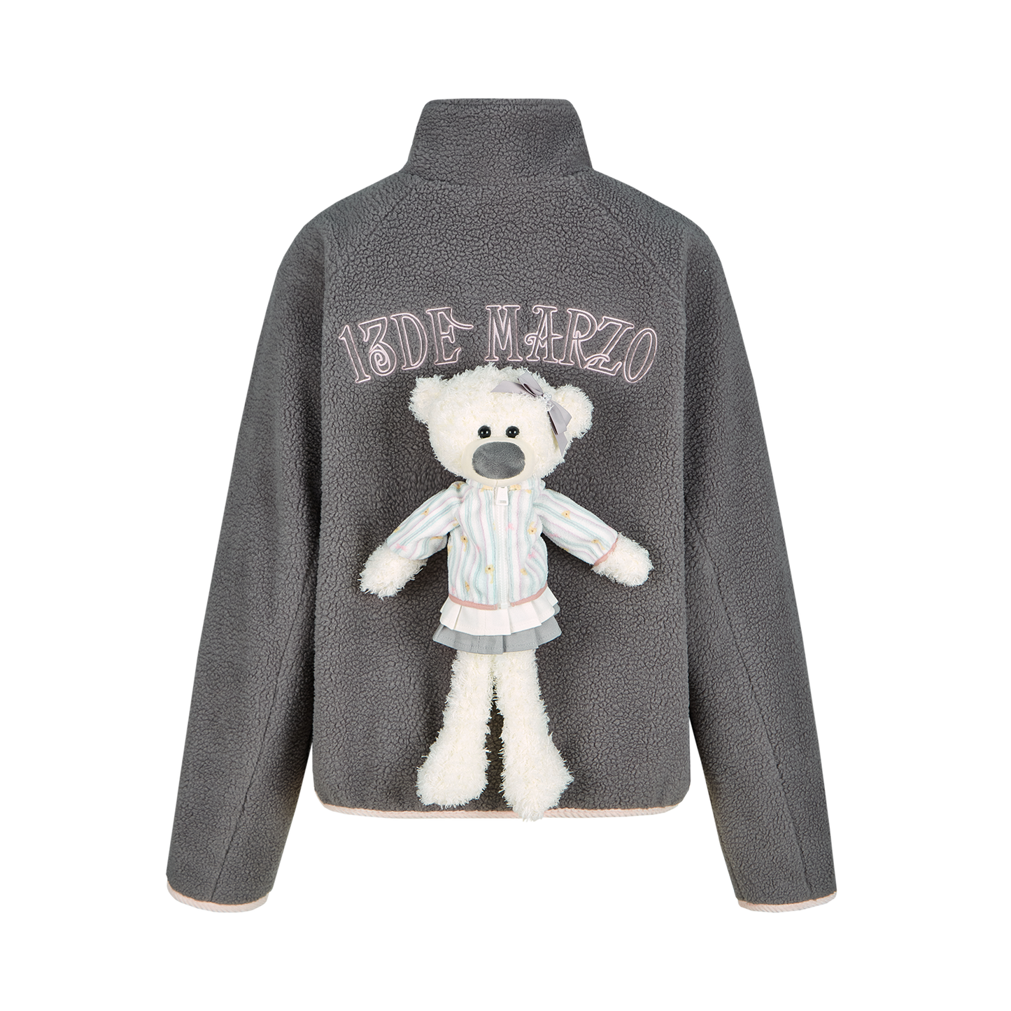 13DE MARZO Marzo Valley Fleece Print Jacket Grey