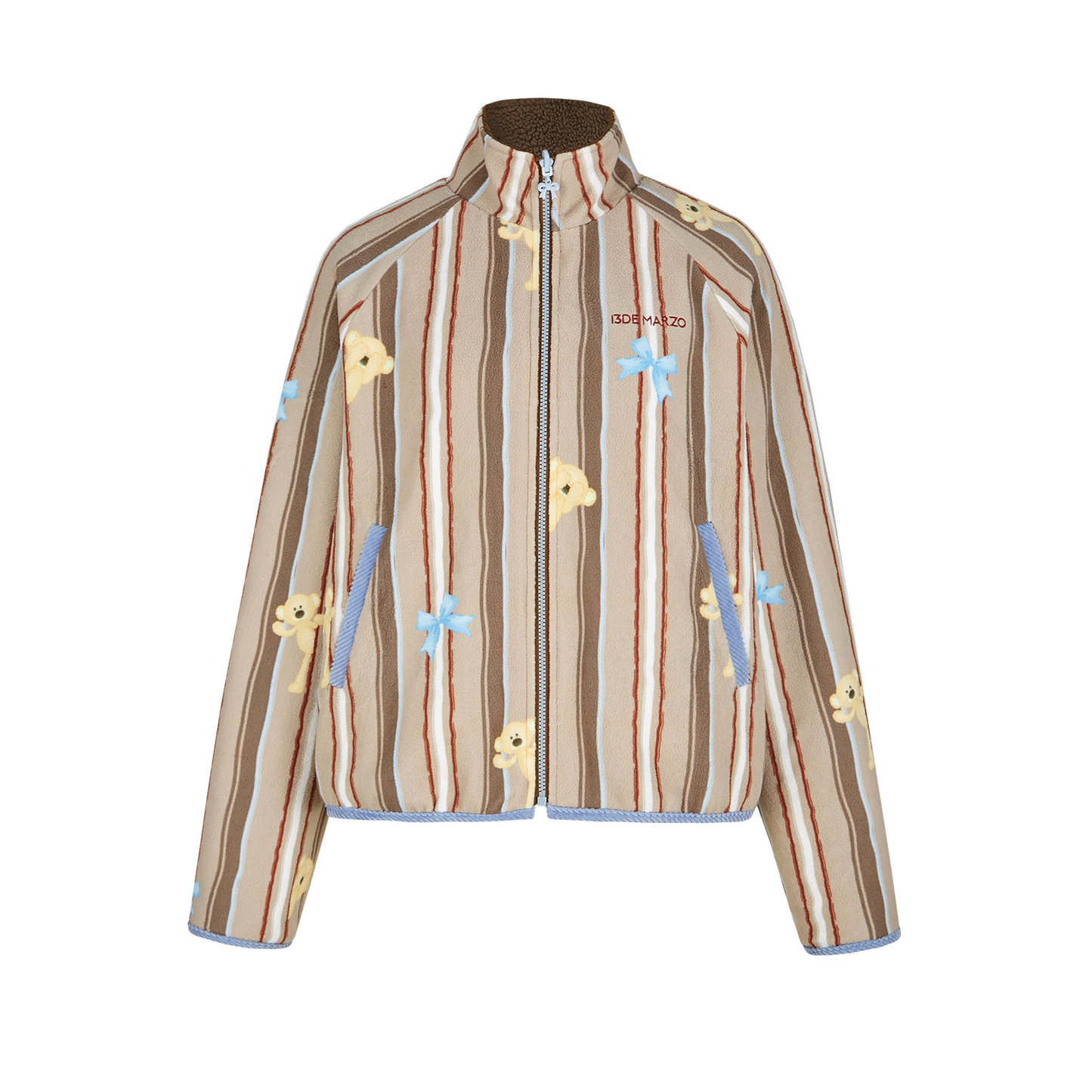 13DE MARZO Marzo Valley Fleece Print Jacket Brown