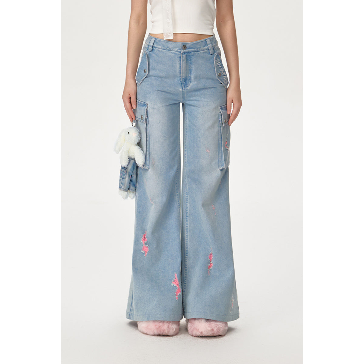 13DE MARZO Doozoo Costume Wide-Legged Flared Jeans Blue