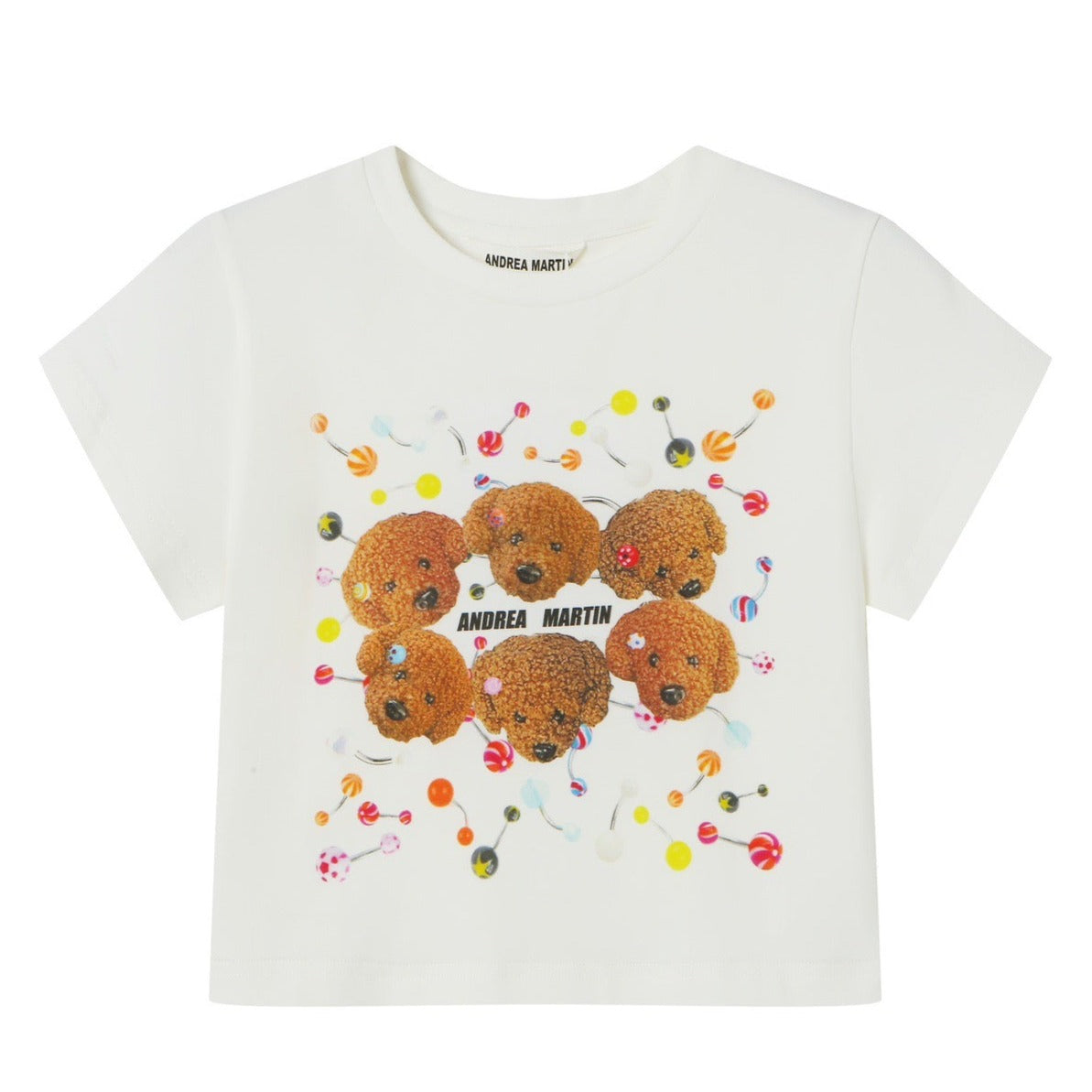 Andrea Martin Candy Puppy Crop Tee