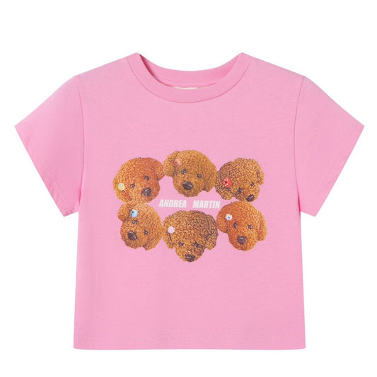 Andrea Martin Candy Puppy Crop Tee