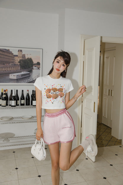 Andrea Martin Candy Puppy Crop Tee