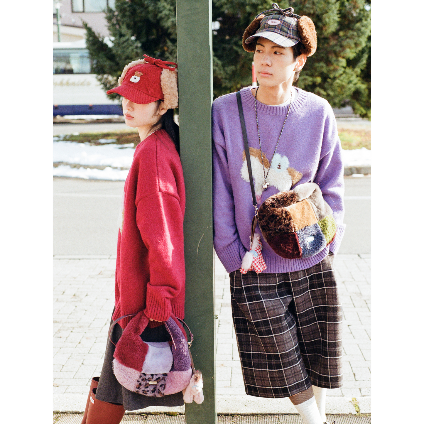 Tagi. Fuzzy Patchwork Shoulder Bag