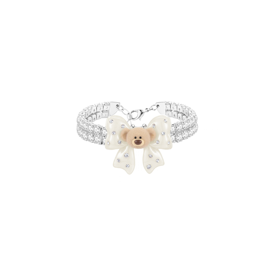 13DE MARZO Mini Bear Bow Bracelet White