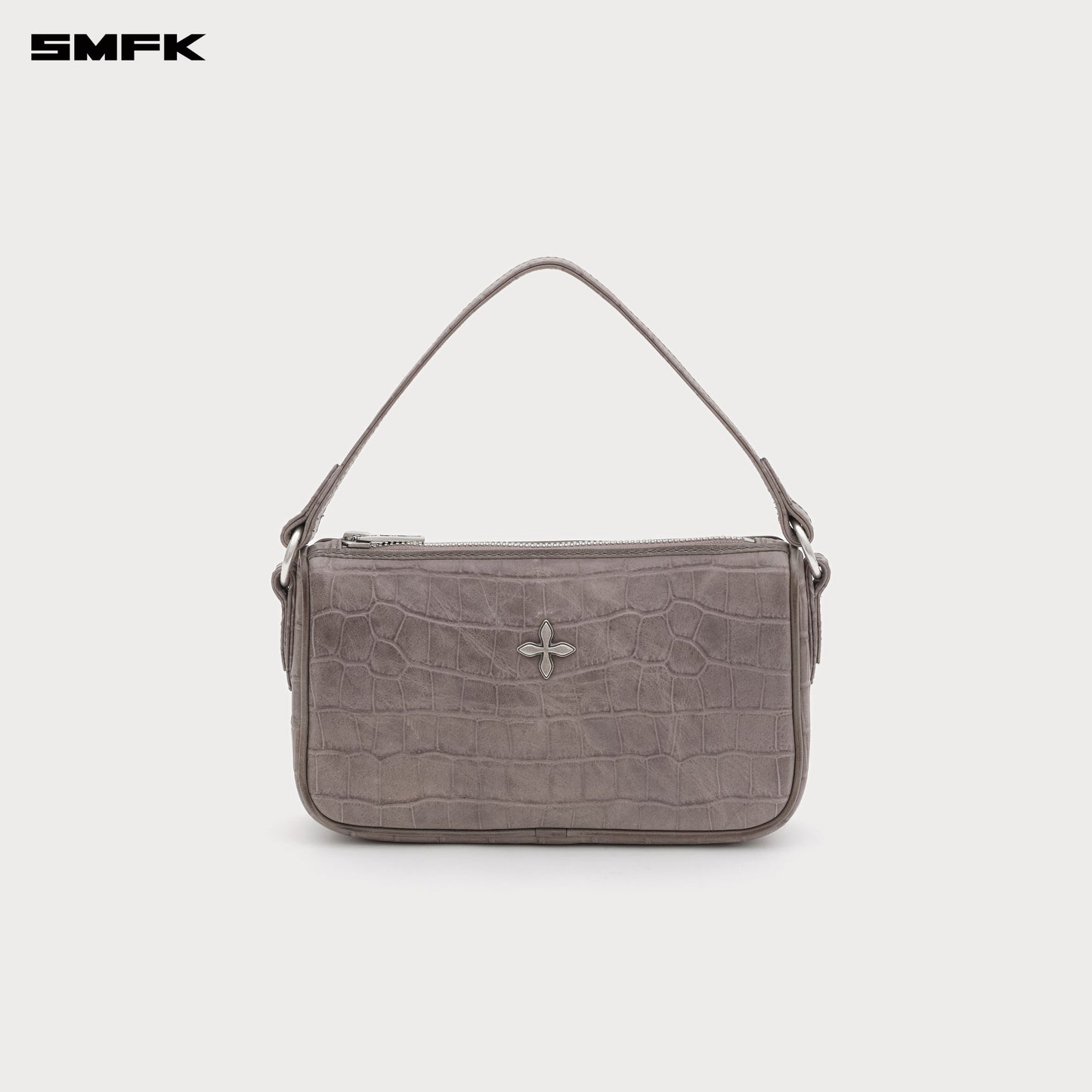 SMFK Compass Badge Holder Leather Bag Gray (Small)