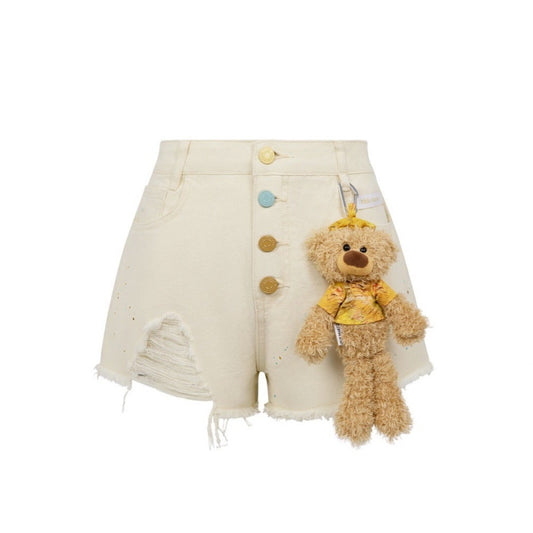 13DE MARZO Van Gogh Masterpiece Denim Shorts Snow White