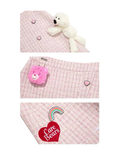 13DE MARZO x CARE BEARS Tweed Short Dress Promise Pink