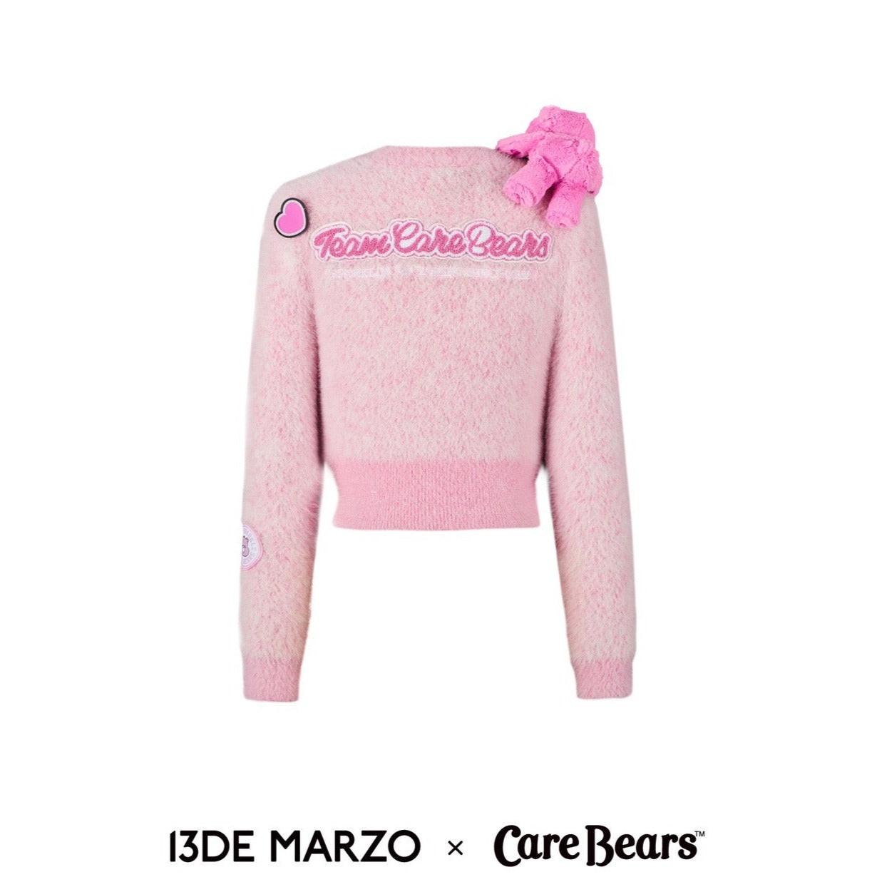 13DE MARZO x CARE BEARS Heart Button Mohair Cardigan Cameo Pink