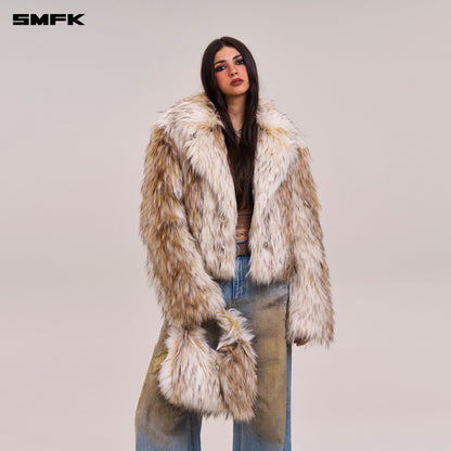 SMFK Compass Cobble Furry Bag Small Arctic Wolf White