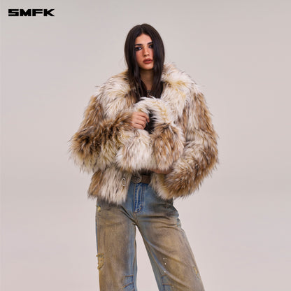 SMFK Compass Cobble Furry Bag Small Arctic Wolf White
