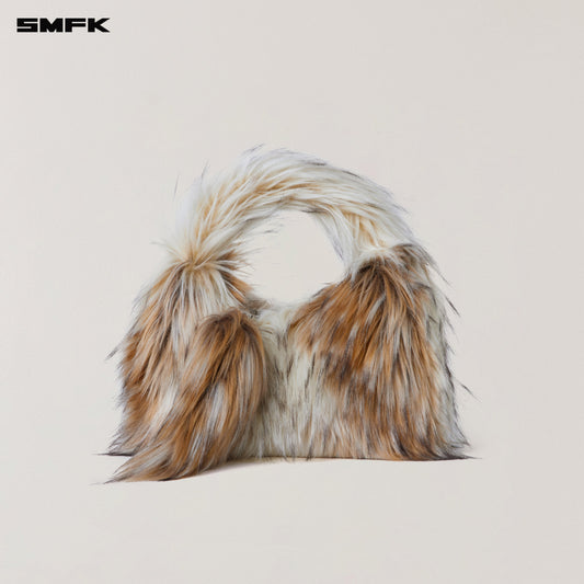 SMFK Compass Cobble Furry Bag Small Arctic Wolf White