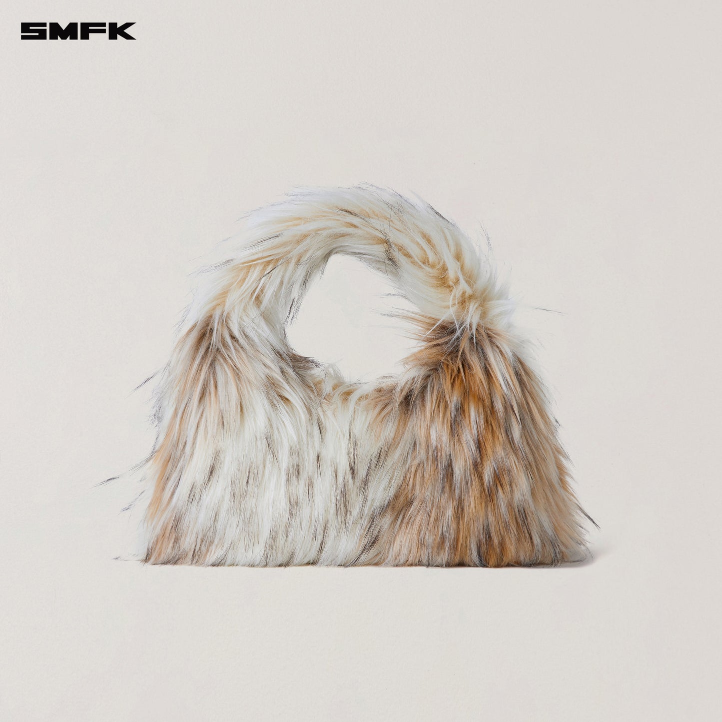 SMFK Compass Cobble Furry Bag Small Arctic Wolf White