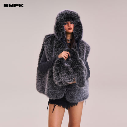 SMFK Compass Cobble Furry Bag Small Silver Fox