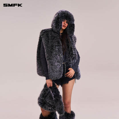 SMFK Compass Cobble Furry Bag Small Silver Fox