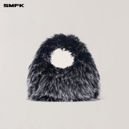 SMFK Compass Cobble Furry Bag Small Silver Fox