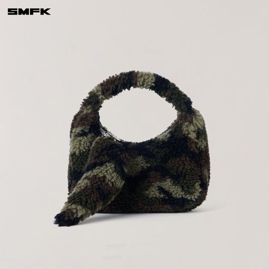SMFK Compass Cobble Wool Jacquard Camo Furry Bag Small Army Green Camouflage
