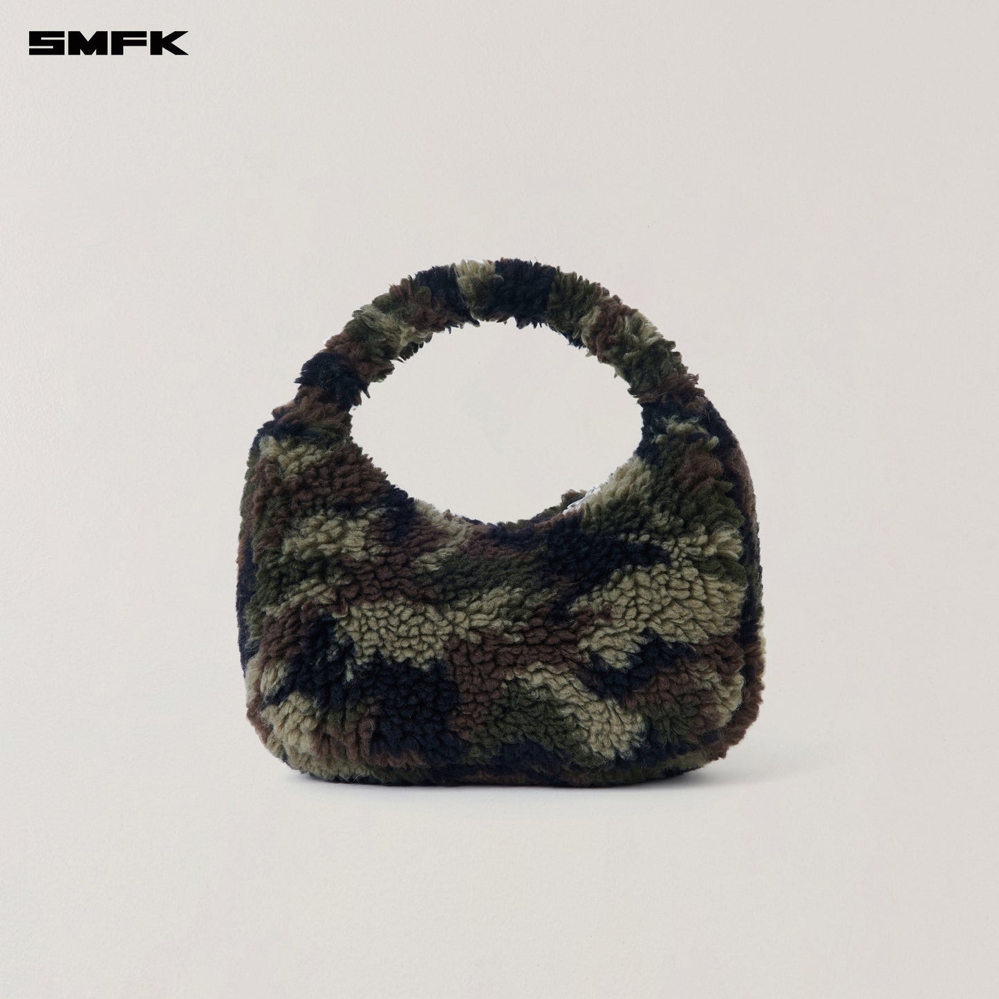 SMFK Compass Cobble Wool Jacquard Camo Furry Bag Small Army Green Camouflage