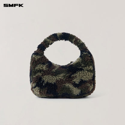 SMFK Compass Cobble Wool Jacquard Camo Furry Bag Small Army Green Camouflage