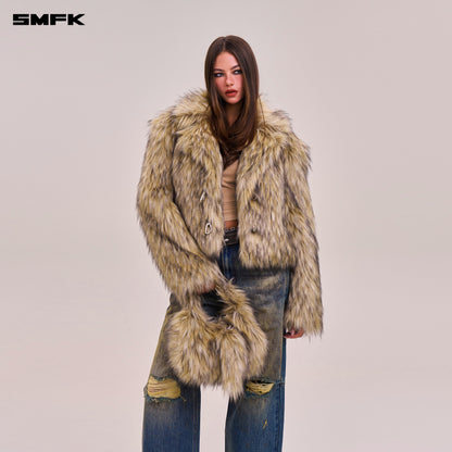 SMFK Compass Cobble Furry Bag Small Wolf Brown