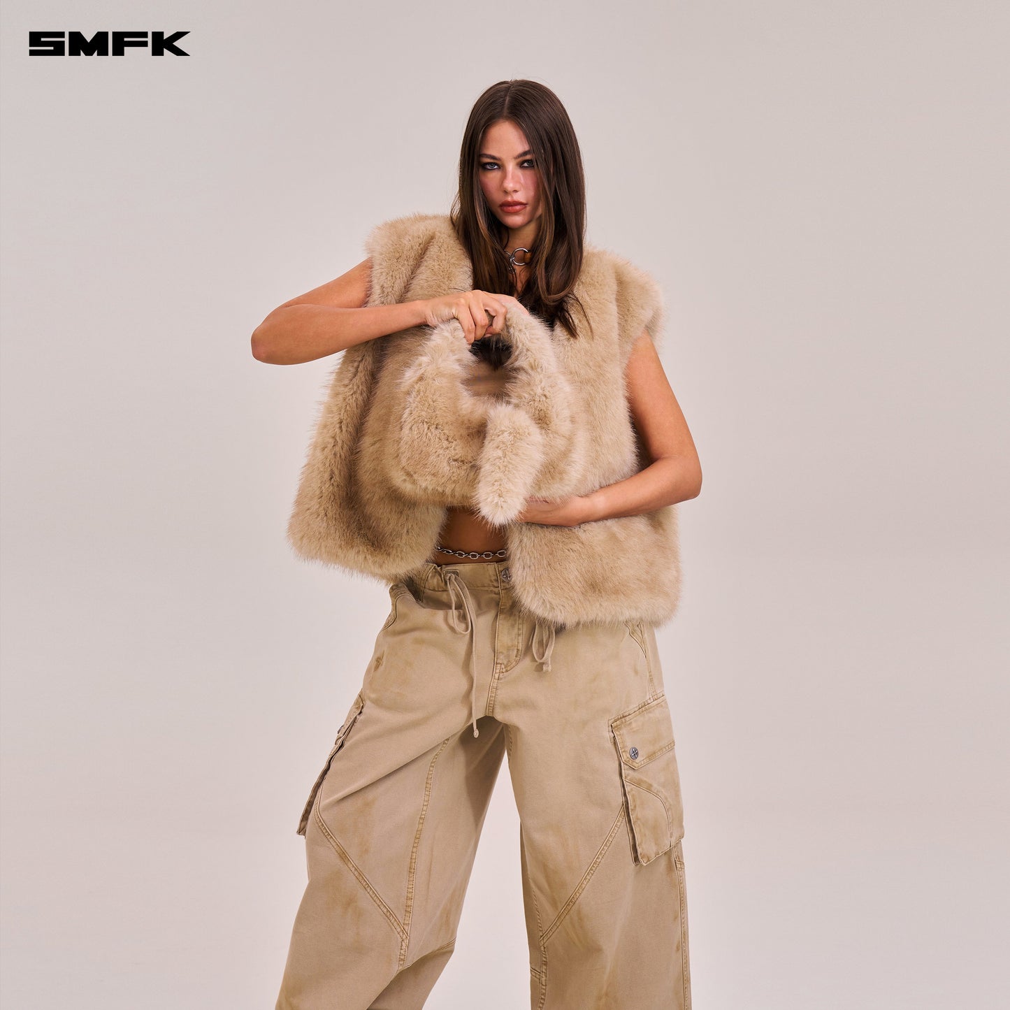 SMFK Compass Cobble Furry Bag Small Sand