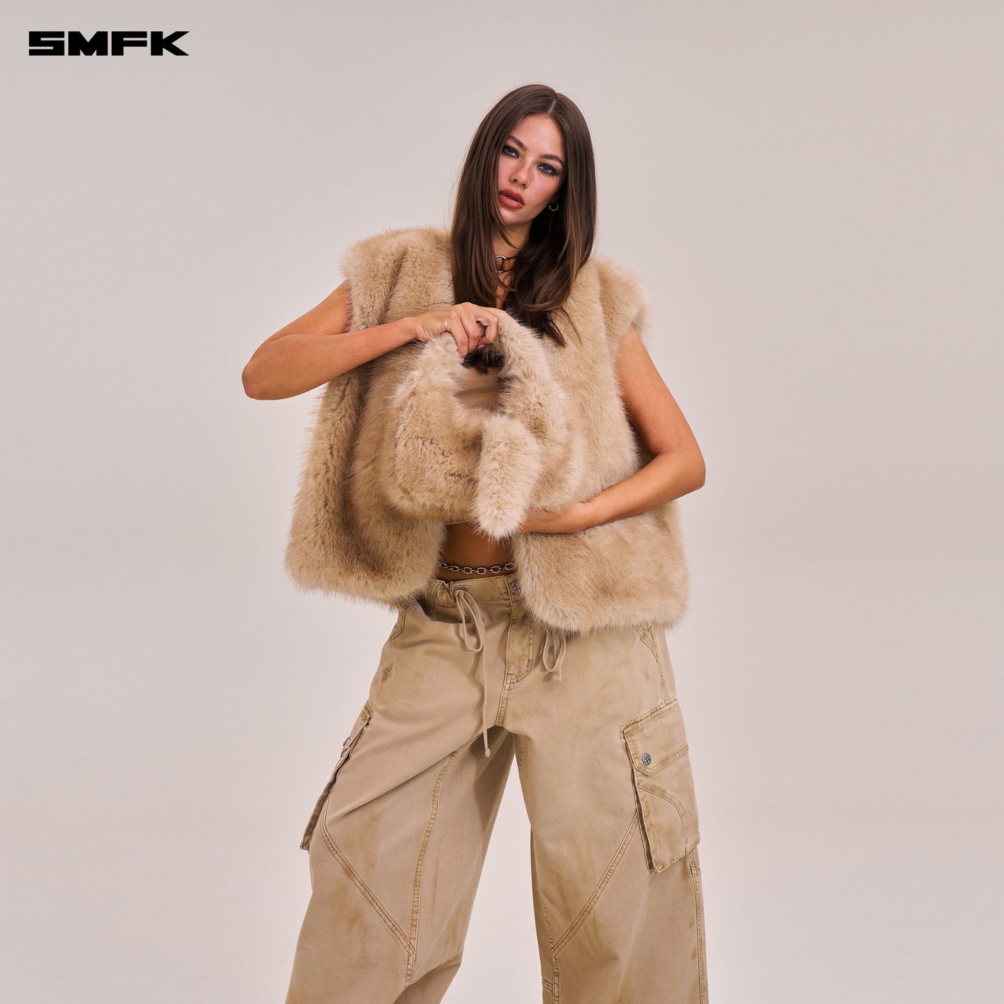 SMFK Compass Cobble Furry Bag Small Sand
