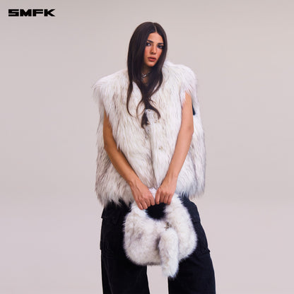 SMFK Compass Cobble Furry Bag Small Arctic Fox White