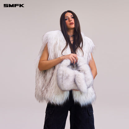 SMFK Compass Cobble Furry Bag Small Arctic Fox White