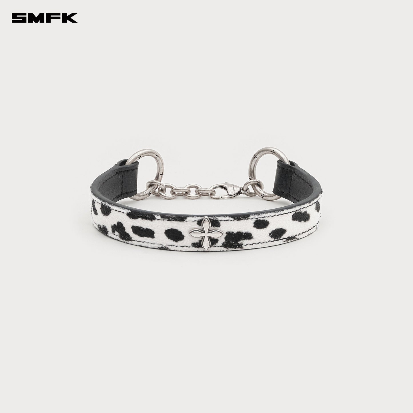 SMFK COMPASS Classic Fur Turtleneck Choker White Leopard
