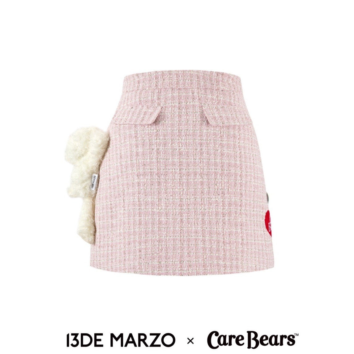 13DE MARZO x CARE BEARS Tweed Short Dress Promise Pink