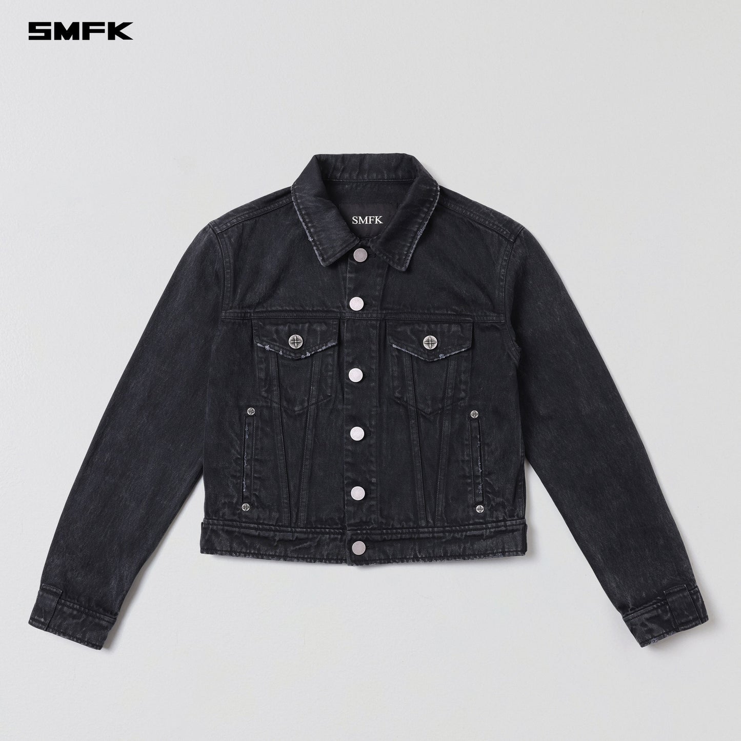 SMFK Vintage Vanish Slim Denim Jacket Garment Dye Vanish Black