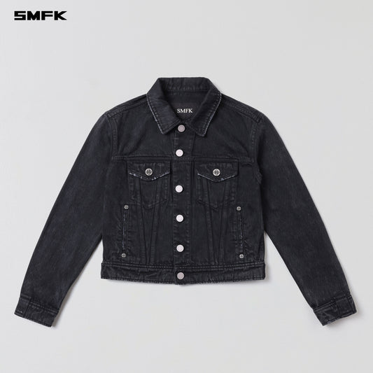 SMFK Vintage Vanish Slim Denim Jacket Garment Dye Vanish Black