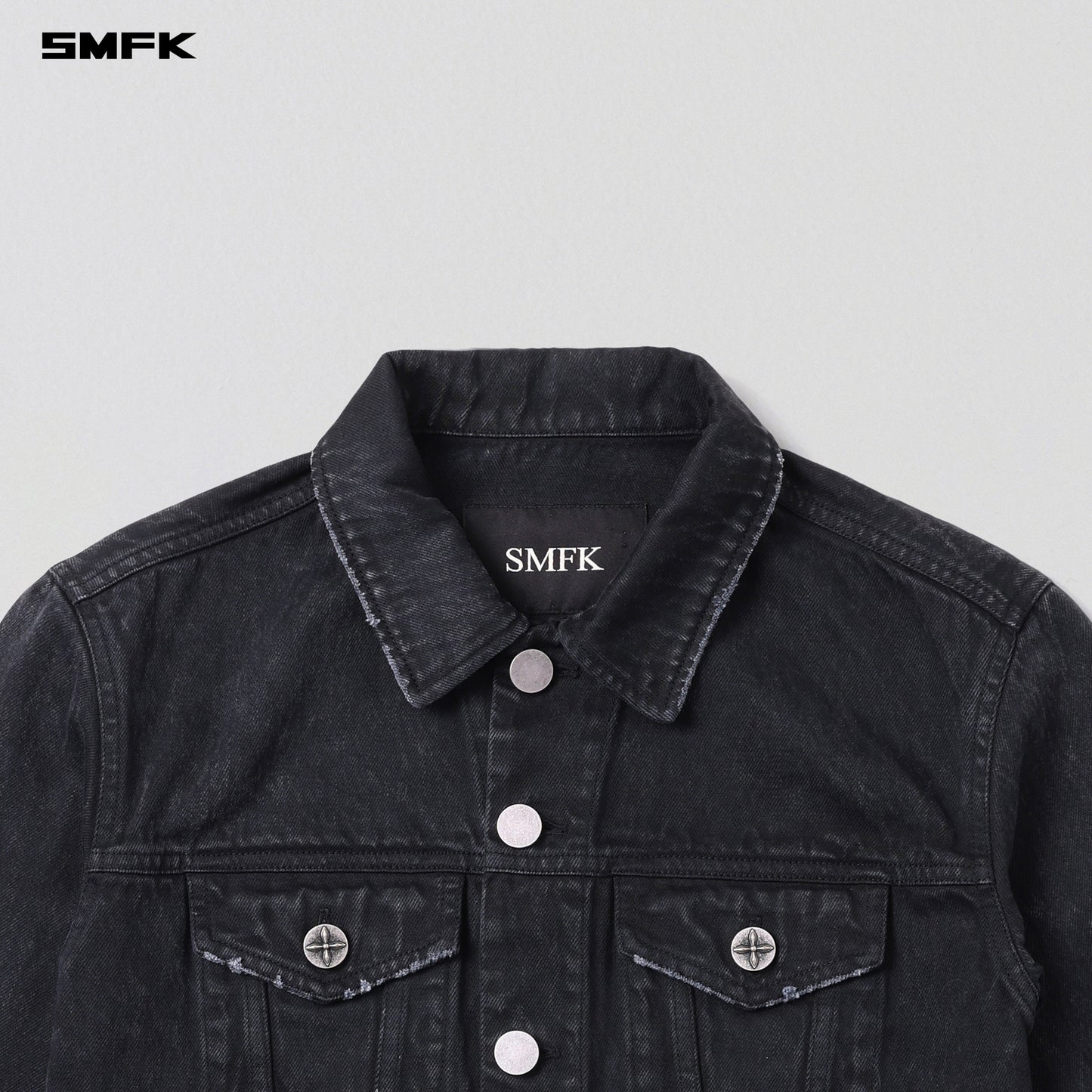 SMFK Vintage Vanish Slim Denim Jacket Garment Dye Vanish Black