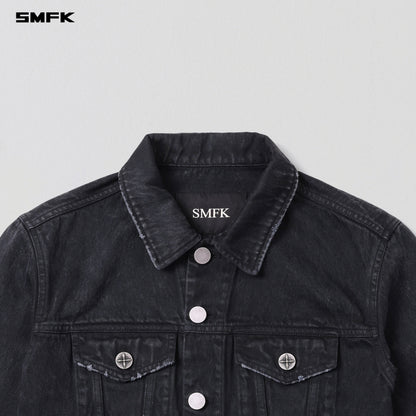 SMFK Vintage Vanish Slim Denim Jacket Garment Dye Vanish Black