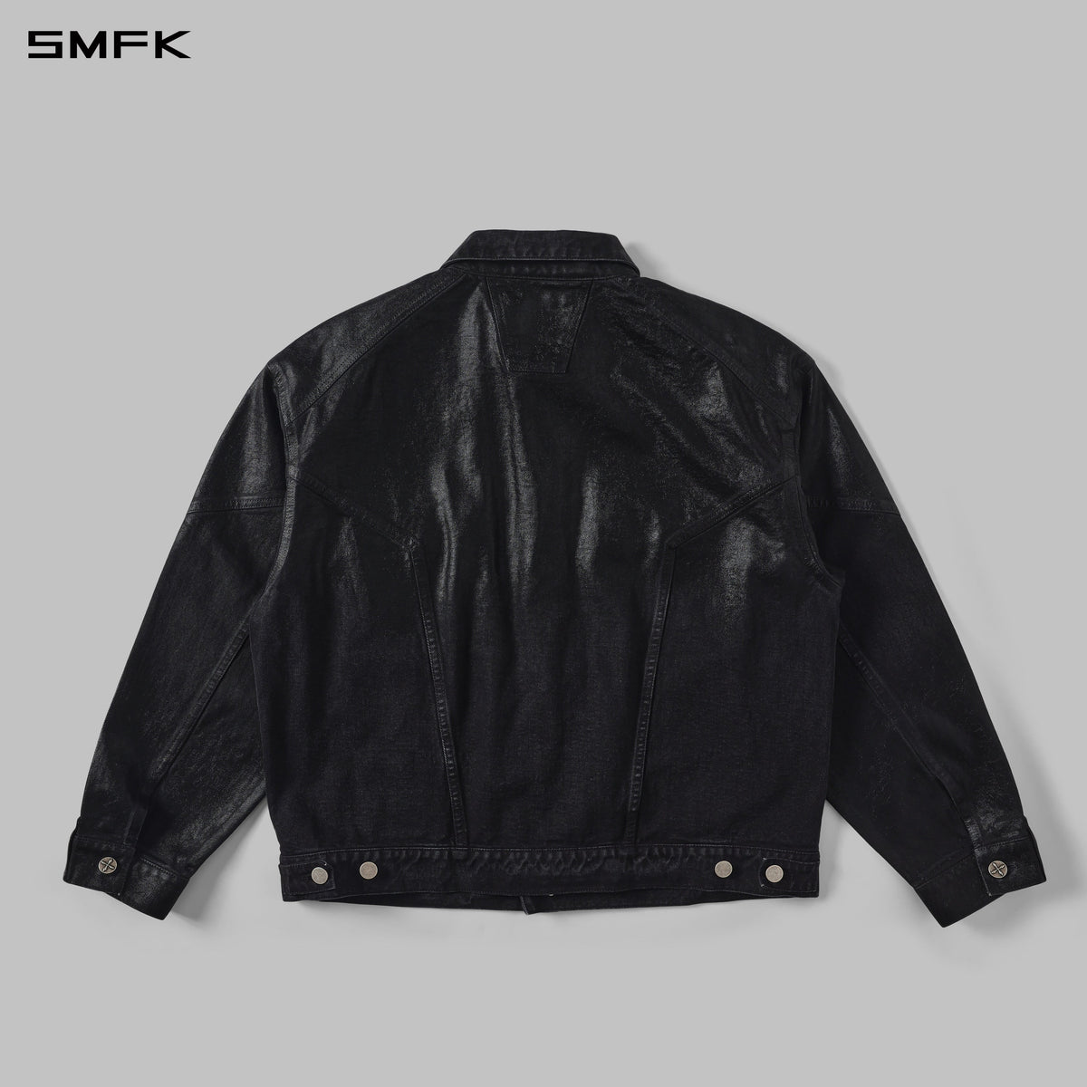 SMFK Vintage Storm Fade Wax Loose Denim Jacket Fade Denim+Wax U Wax Black