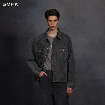 SMFK Vintage Storm Fade Loose Denim Jacket Fade Denim U Fade Ash