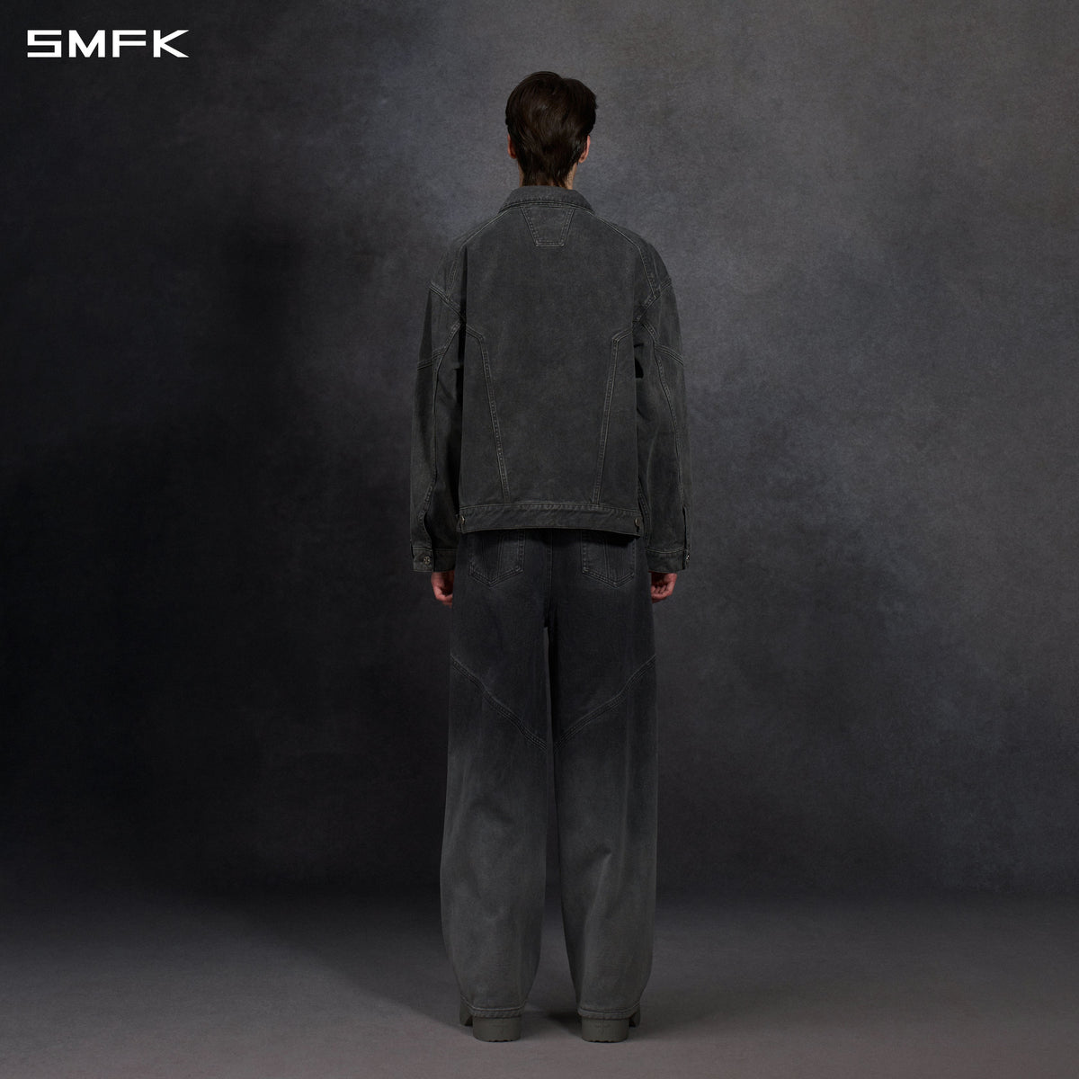 SMFK Vintage Storm Fade Loose Denim Jacket Fade Denim U Fade Ash