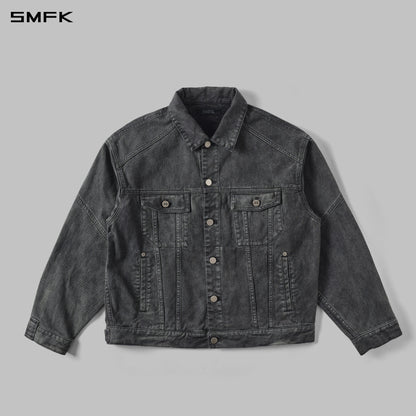 SMFK Vintage Storm Fade Loose Denim Jacket Fade Denim U Fade Ash