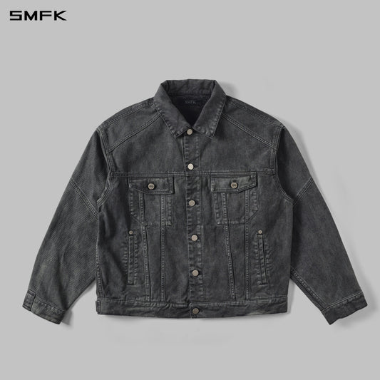 SMFK Vintage Storm Fade Loose Denim Jacket Fade Denim U Fade Ash