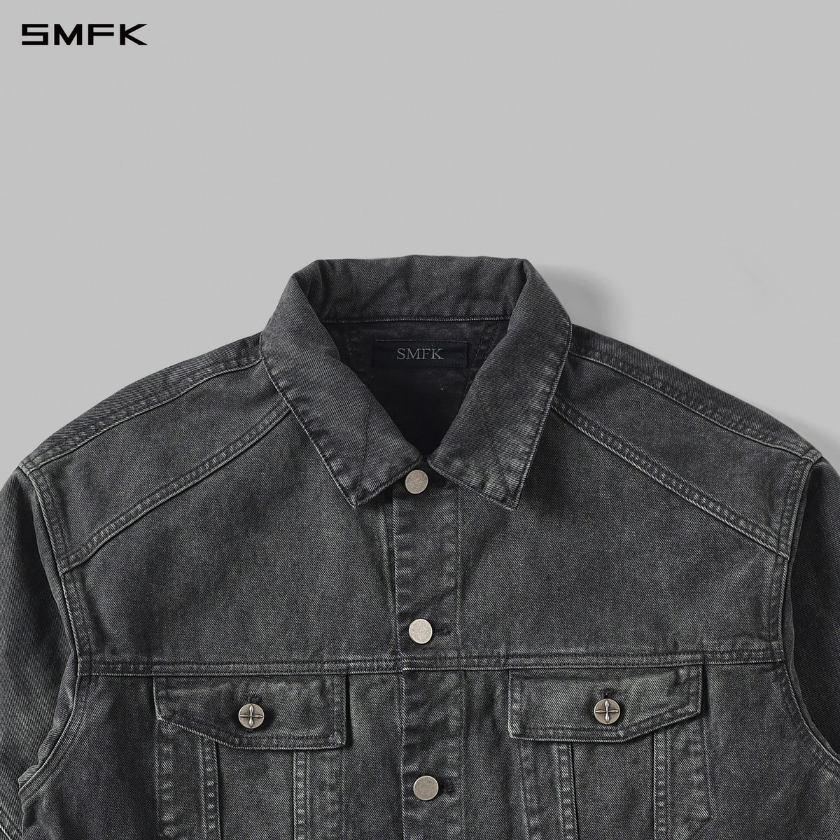 SMFK Vintage Storm Fade Loose Denim Jacket Fade Denim U Fade Ash