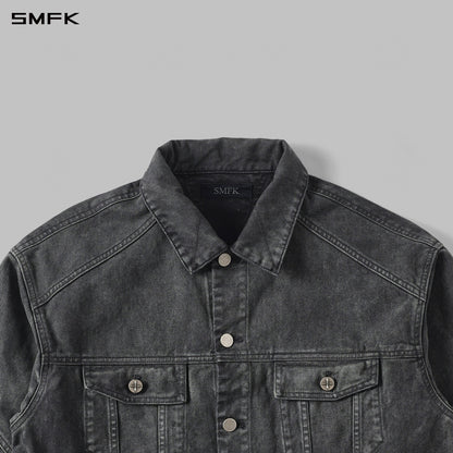 SMFK Vintage Storm Fade Loose Denim Jacket Fade Denim U Fade Ash