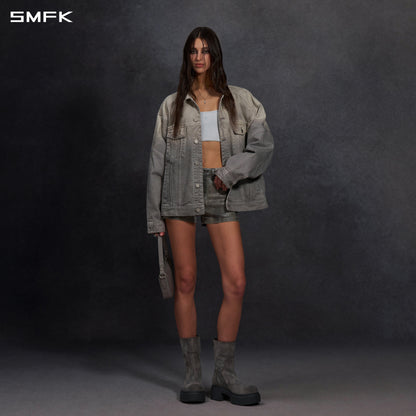 SMFK Vintage Storm Fade Loose Denim Jacket Fade Denim U Fade Cloud Grey