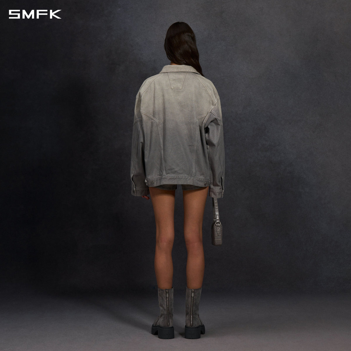 SMFK Vintage Storm Fade Loose Denim Jacket Fade Denim U Fade Cloud Grey