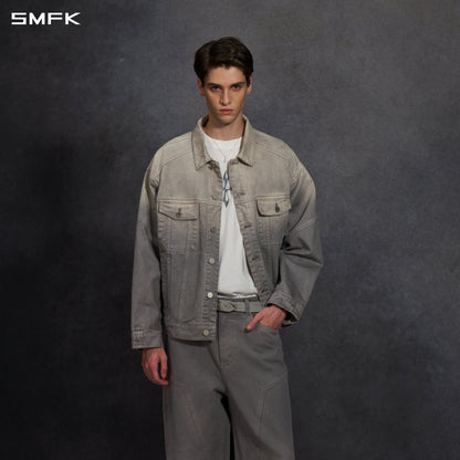 SMFK Vintage Storm Fade Loose Denim Jacket Fade Denim U Fade Cloud Grey