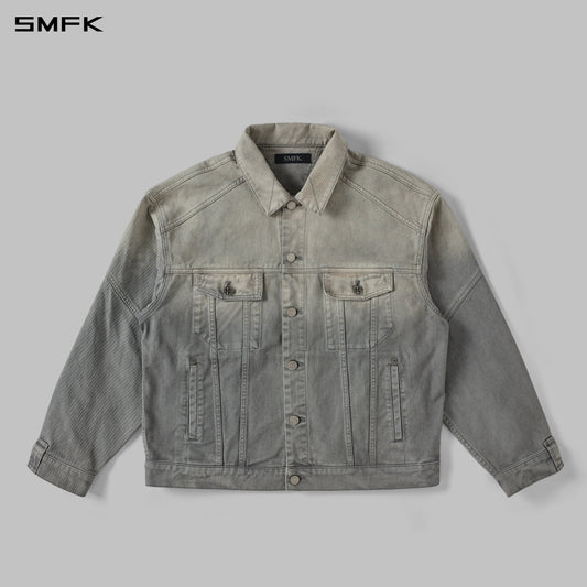 SMFK Vintage Storm Fade Loose Denim Jacket Fade Denim U Fade Cloud Grey