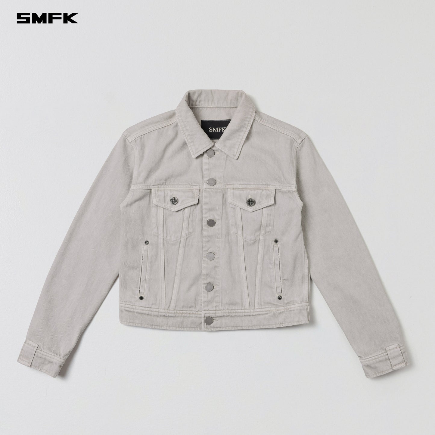 SMFK Vintage Vanish Slim Denim Jacket Garment Dye Vanish White