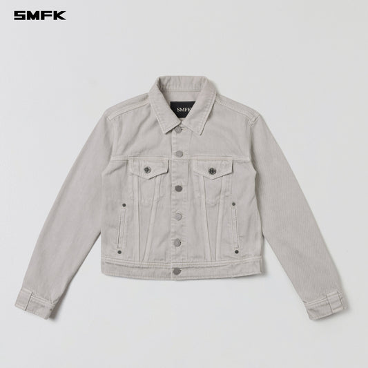 SMFK Vintage Vanish Slim Denim Jacket Garment Dye Vanish White
